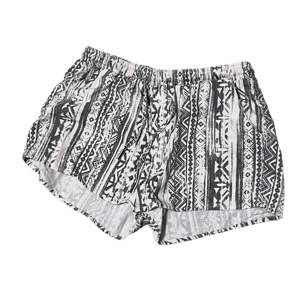 Rewash linen blend Aztec elastic waist shorts